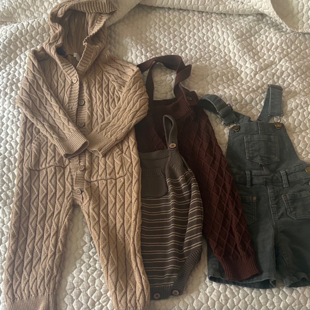 Jamie Kay Cable Knit Hooded One-Piece - Cream & Brown